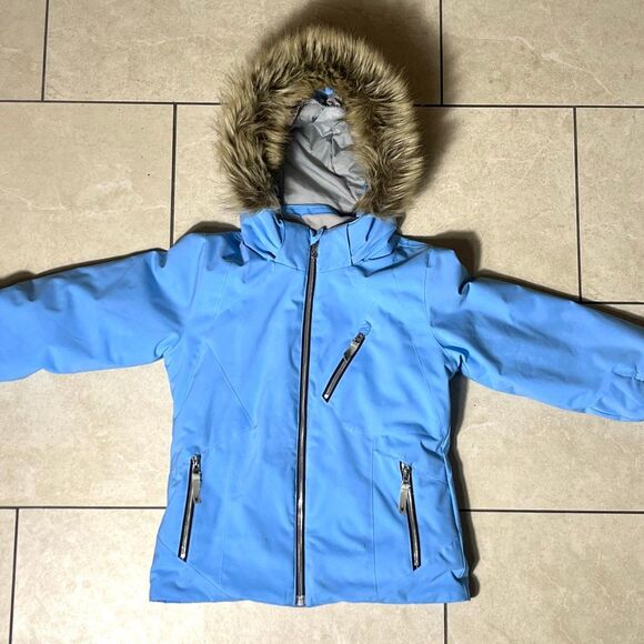 Spyder Girls Geneva Light Blue Winter Jacket Size 10 - Picture 2 of 10